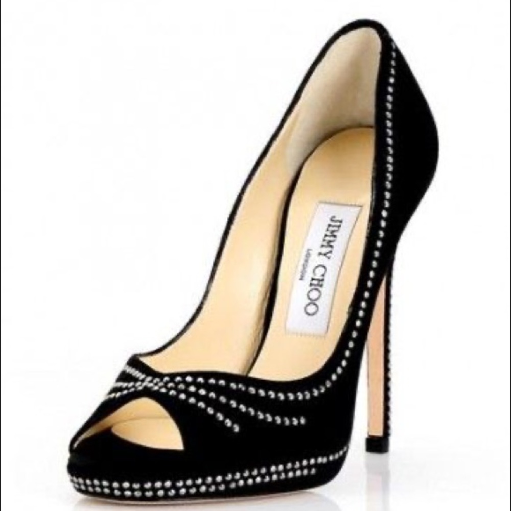 Jimmy Choo Rhinestone peep toe heel
